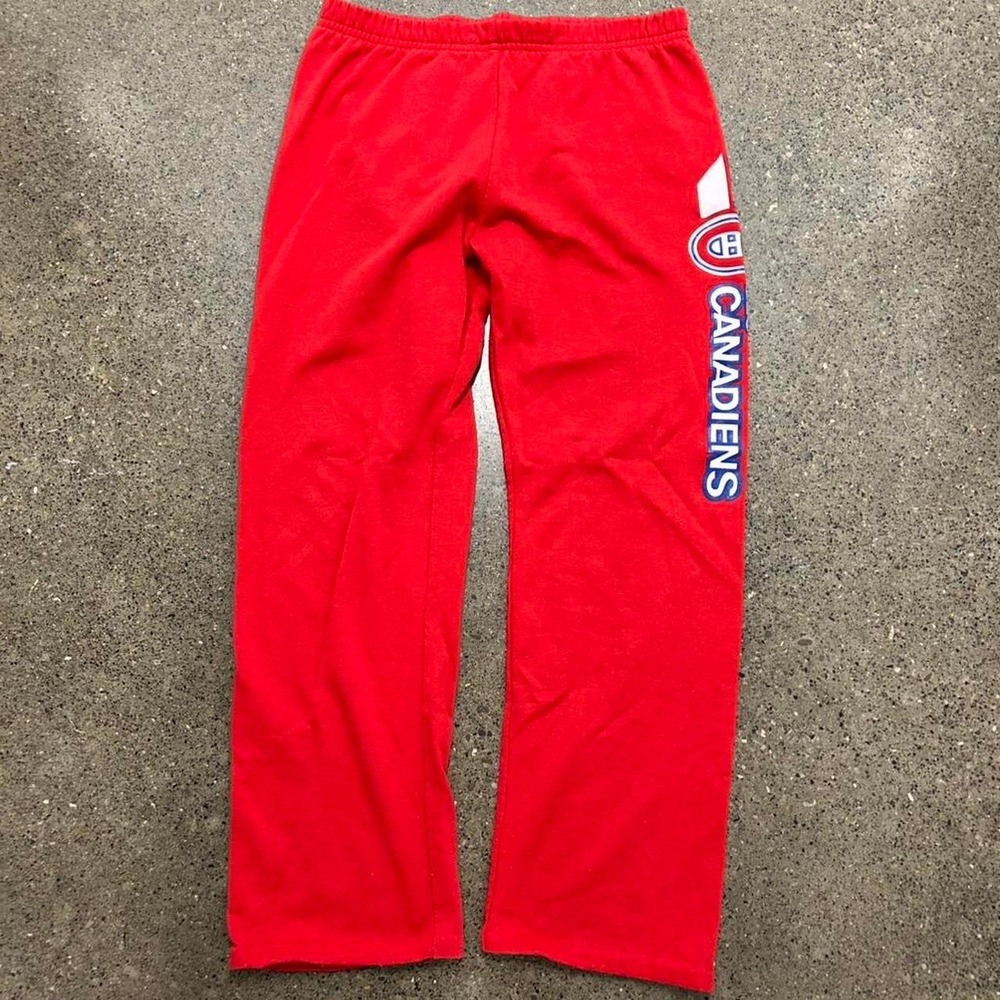 Vintage 90s Montreal Canadiens Red Sweatpants NHL Hockey (Size Large)